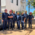 Firefighters scale new heights using nine-story crane for climbing practice at Sanctuary Centers in Santa Barbara